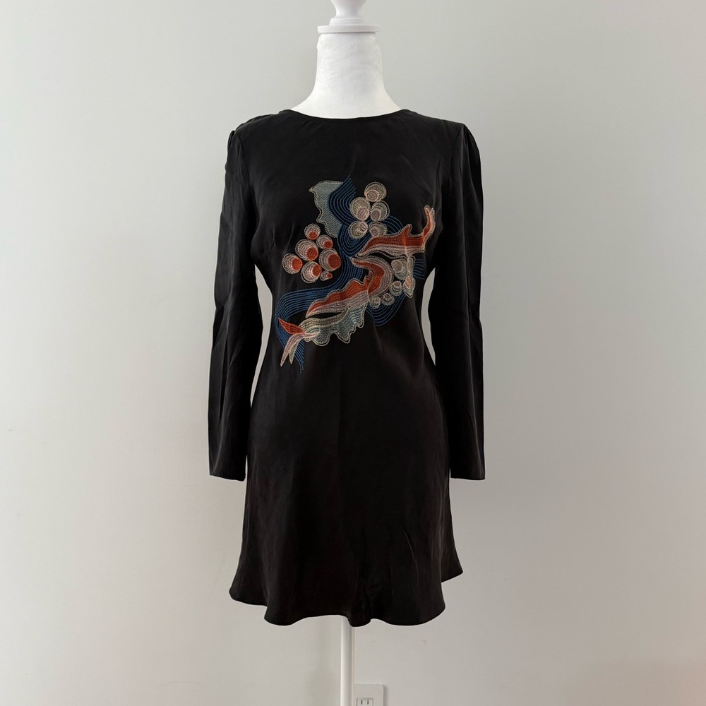 Realisation Par silk embroidered mini dress